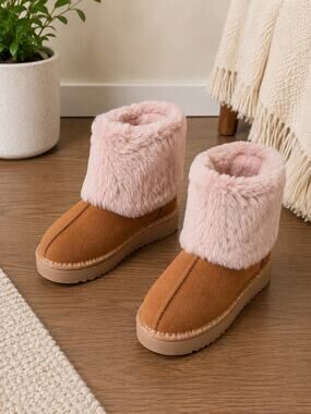 NWOT Women’s Faux Fur Winter Boots Camel Taupe EU 37 US 6.5-7 Cozy Warm Boot